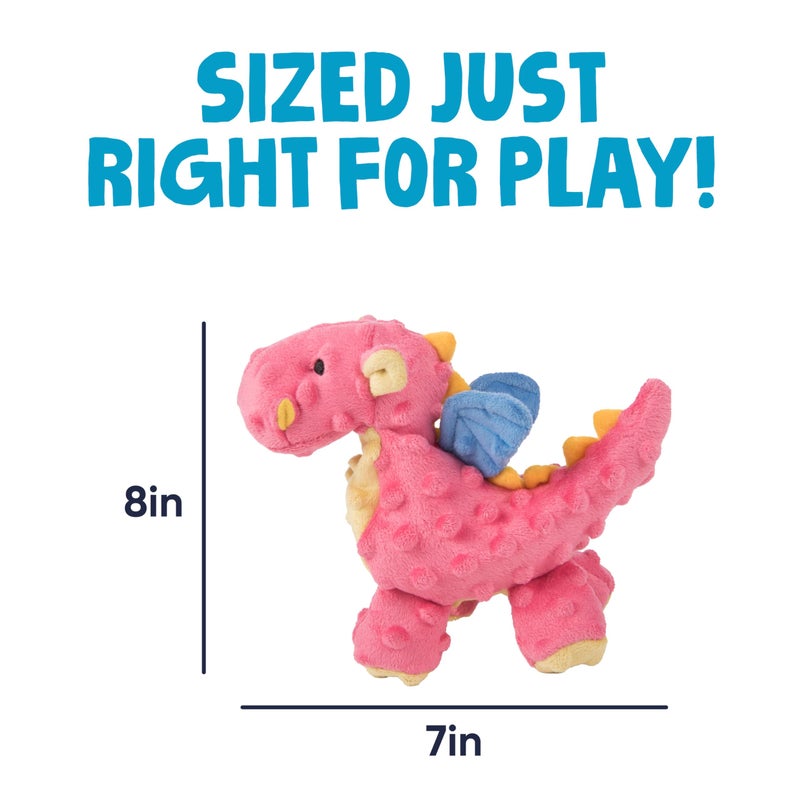 goDog Bubble Plush Dragons Squeaky Dog Toy, Chew Guard Technology - Coral, Small - Image 3